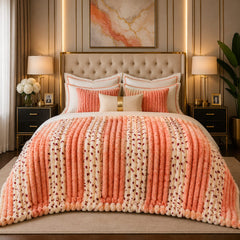 Premium Luxury Plush Comforter – Peach Blossom Stripe
