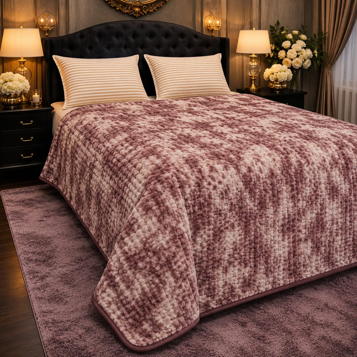 Premium Luxury Plush Comforter – Pink & White