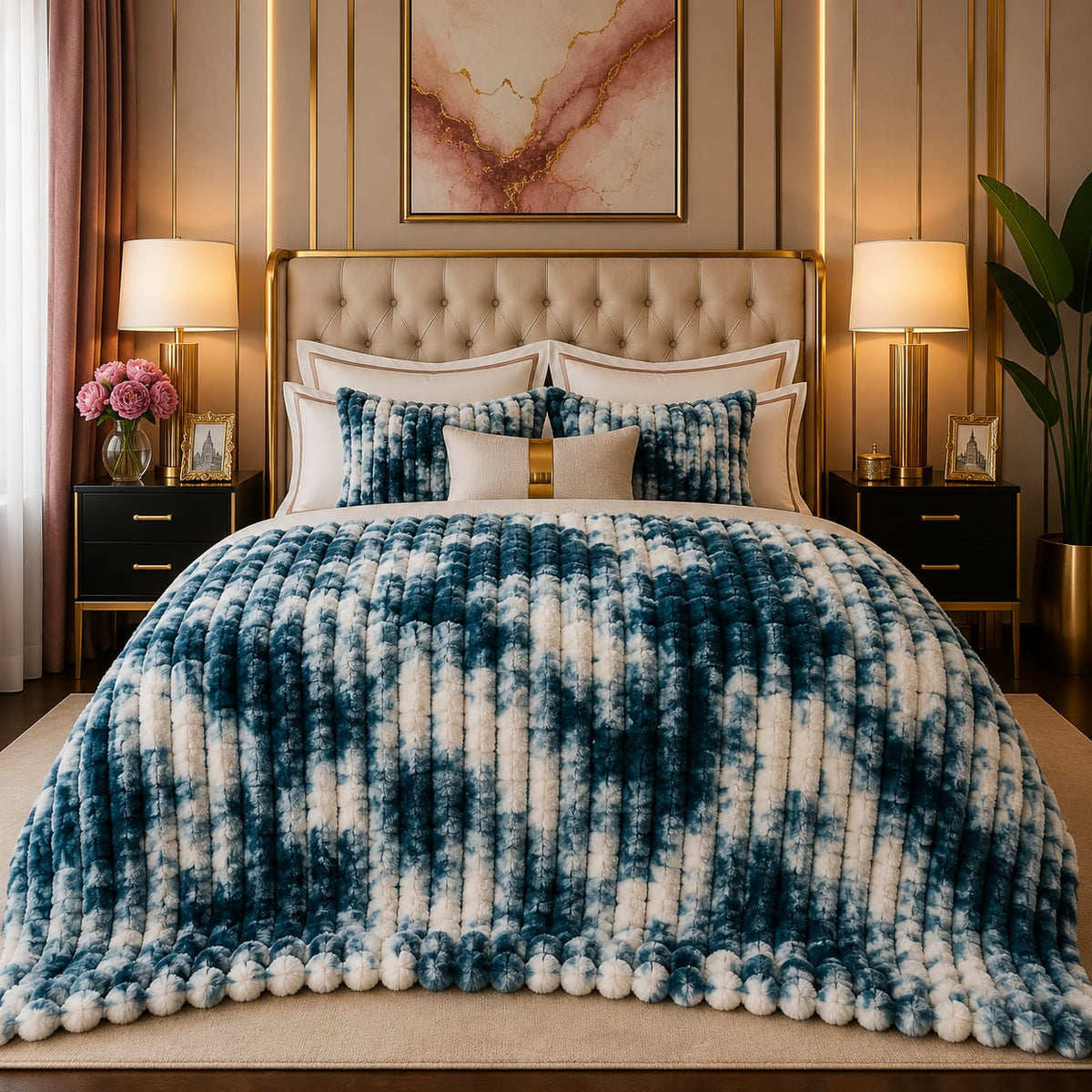 Premium Luxury Plush Comforter – Ocean Marble