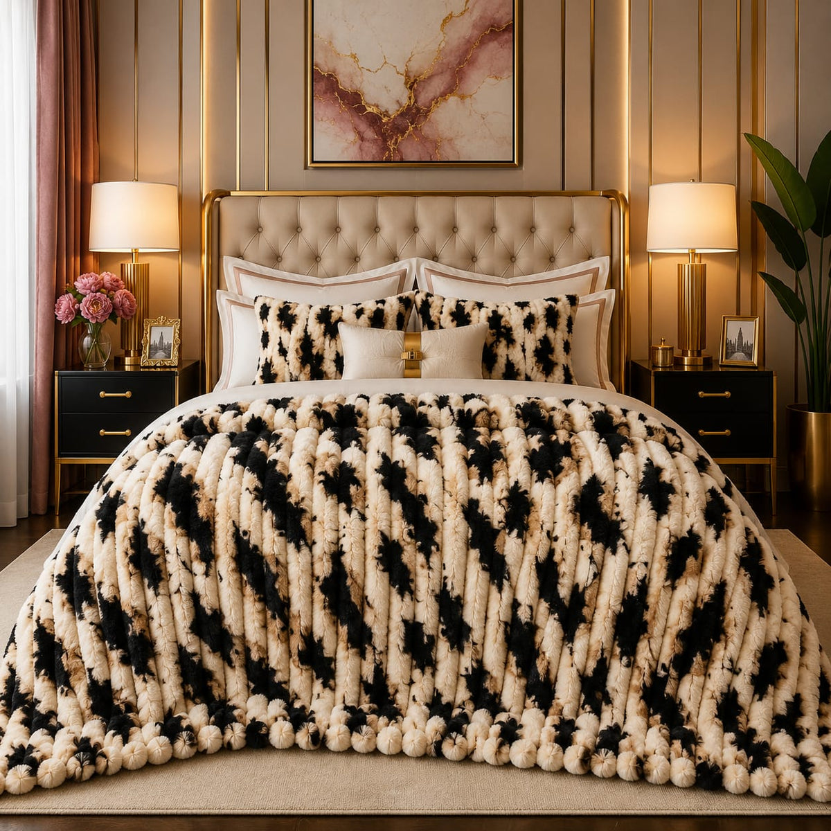 Premium Luxury Plush Comforter – Black & Cream