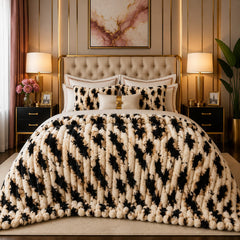 Premium Luxury Plush Comforter – Black & Cream