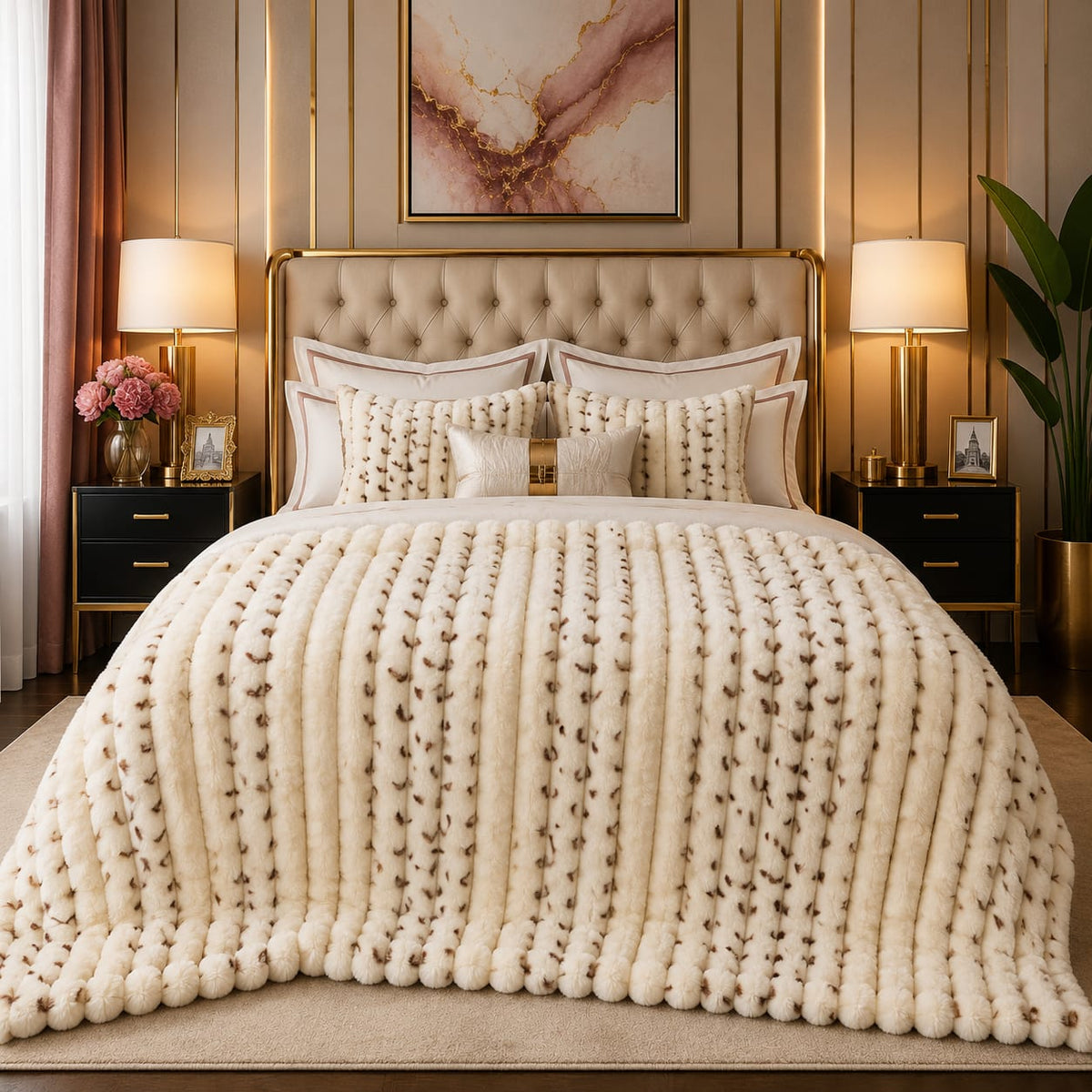 Premium Luxury Plush Comforter – Golden Zebra
