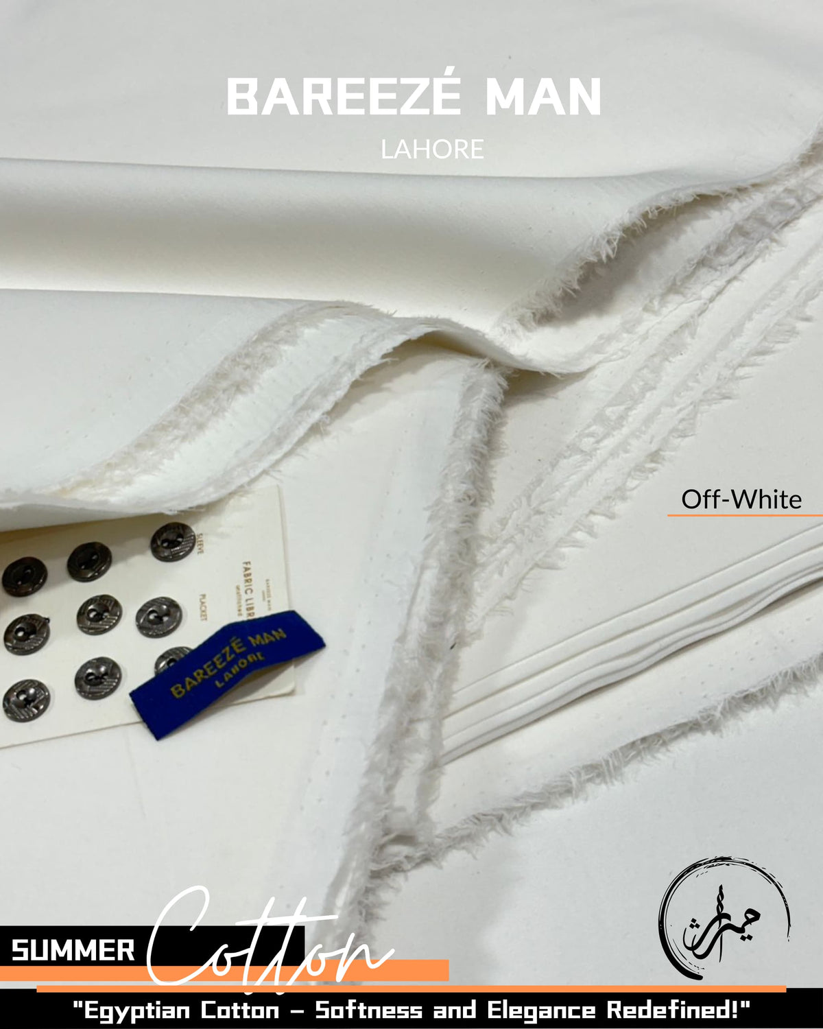 Bareeze Man Off-White Egyptian Cotton Fabric –“Pure Comfort. Timeless White.”
